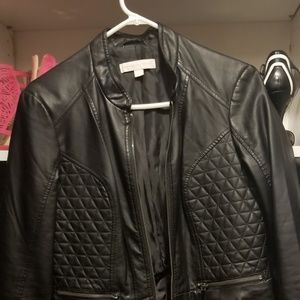 Faux leather black quilted, peplum jacket